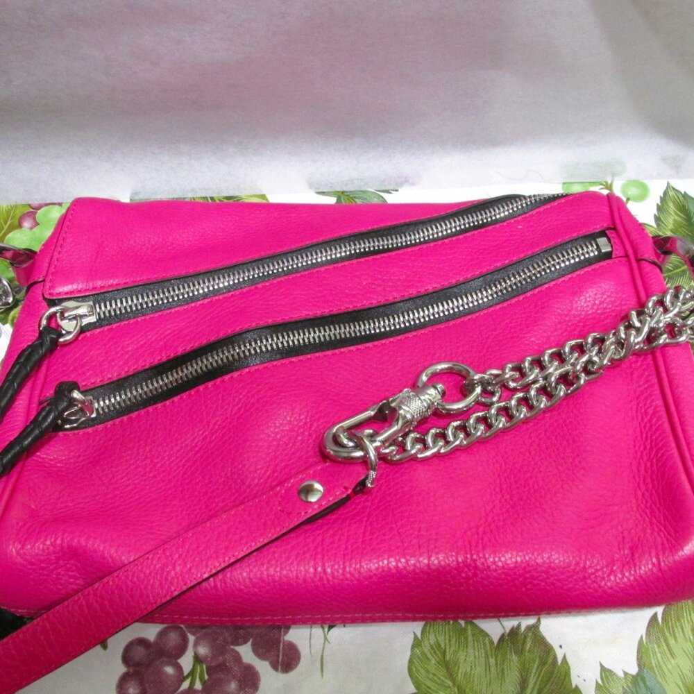 P726-Oryany Pink Pebble Leather Double Zip Front & Top Zip Crossbody